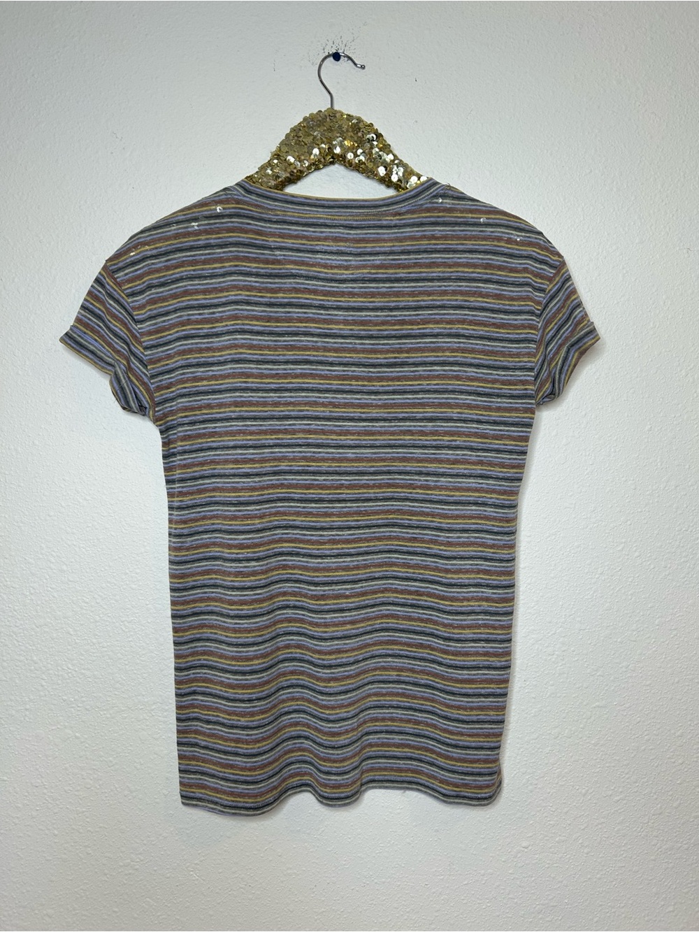 Prana Striped Rolled Cap Sleeve Crewneck Tee S - Picture 4 of 4